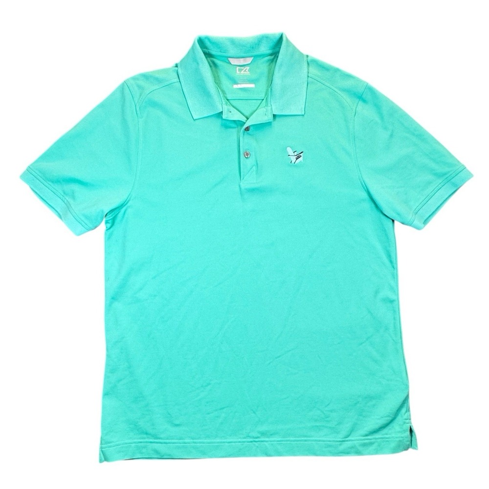 Cutter & Buck Polo Mens L DryTec Performance Short Sleeve Shirt Golf Mint Green